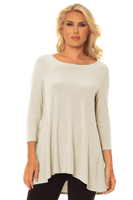 Women's High Low Tunic For Leggings - IVORY - Neutral Colors | LIOR - Alisha.D