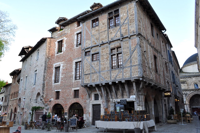Maison Hérétié, XIIIe-XIVe siècles, au coin de la rue Daurade et de la rue Clément Marot, Cahors, Lot, Occitanie, France.