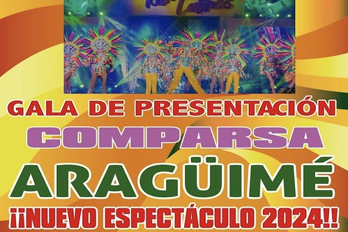 Cartel promocional de la presentación del nuevo espectáculo de la Comparsa Aragüimé