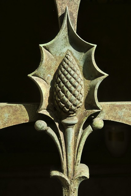 Detail of a wrought iron mausoleum door
