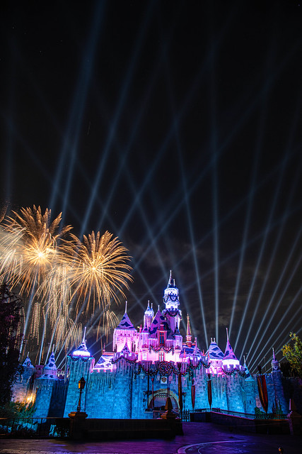Fireworks Show at Sleeping Beauty Castle at Disneyland