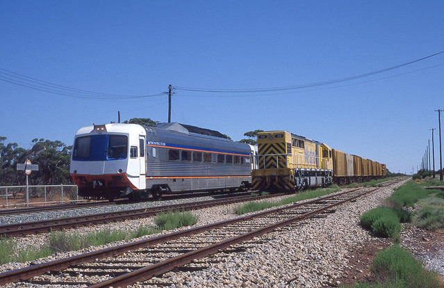 S493. Prospectors 905,922 on a pass to Kalgoorlie pass Q308 on a ballast at Koolynobbing 5-3-1999