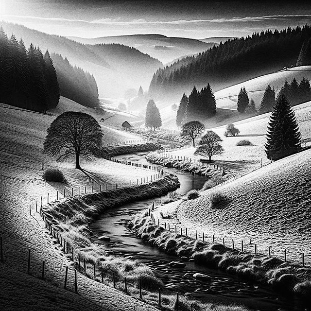 Winterlandschaft 3 – Schwarz Weiß Kunst Fotografie