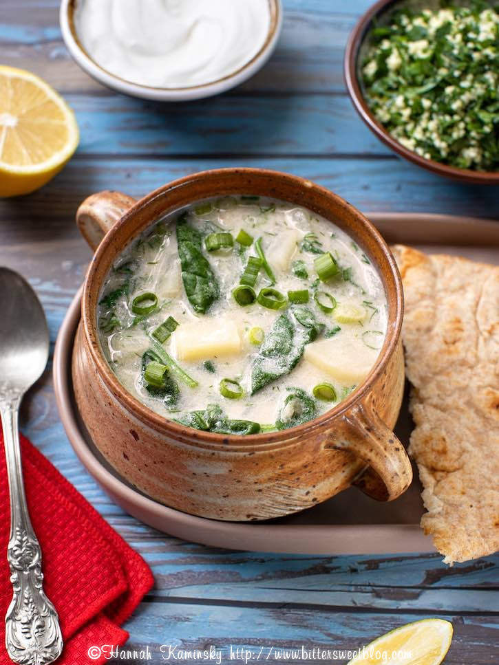 Tangy Cold Potato Spinach Soup