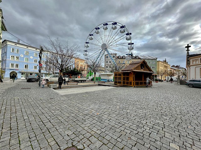 Christmas market with ferris wheel in Rosenheim in Bavaria, Germany