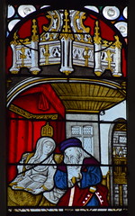 St Anne and St Joachim (German glass from Steinfeld Abbey, 1520s, replica)