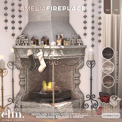 Elm. Amelia Fireplace & Candelabras