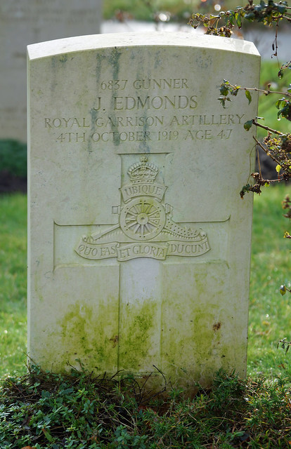 J. Edmonds, Royal Garrison Artillery, 1919, War Grave, Bath