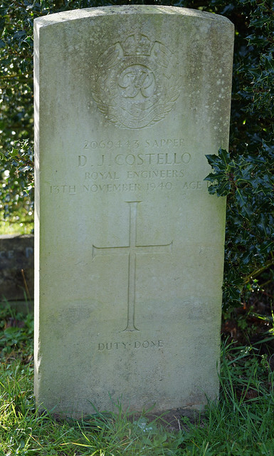 D.J. Costello, Royal Engineers, 1940, War Grave, Bath