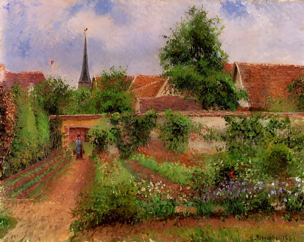 Vegetable Garden in Eragny, Morning by Camille Pissarro, 1901