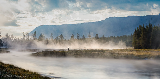 Mist on the river in the morning at Yellowstone