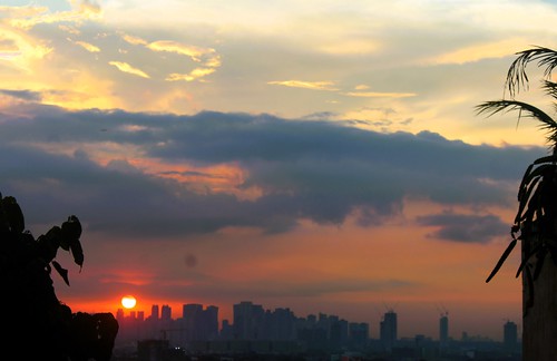 sanjuan city metro manila philippines asia sunrise sun light skyline panorama scenery