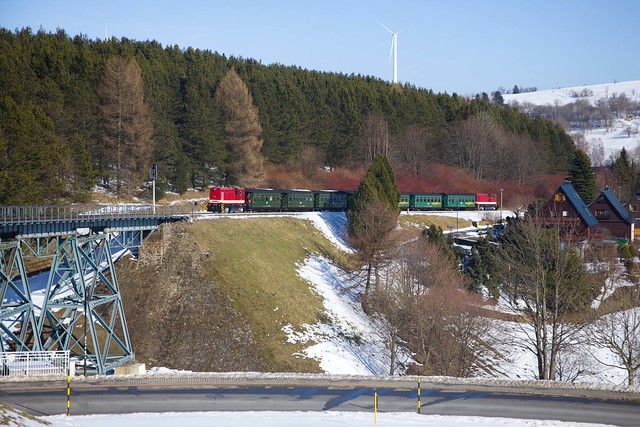 Fichtelbergbahn L45H 084 + Az 84005 Cranzahl - Kurort Oberwiesenthal  - Oberwiesenthal