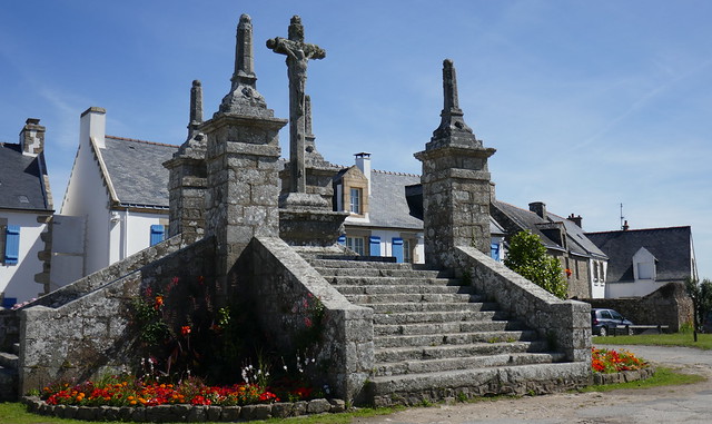 Calvaire monumental, 1832, île de Saint Cado, commune de Belz, Vannetais, Morbihan, Bretagne.