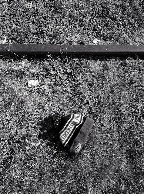 Fiddling around with the Sony Creative Style setting for b&w. Abandoned freight train tracks across from Lincoln Financial Field. 1000000719-01