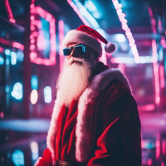 Neon Yuletide Reverie: Cyberpunk Santa's Techno Odyssey