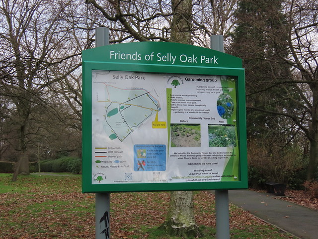 Friends of Selly Oak Park - map and noticeboard sign