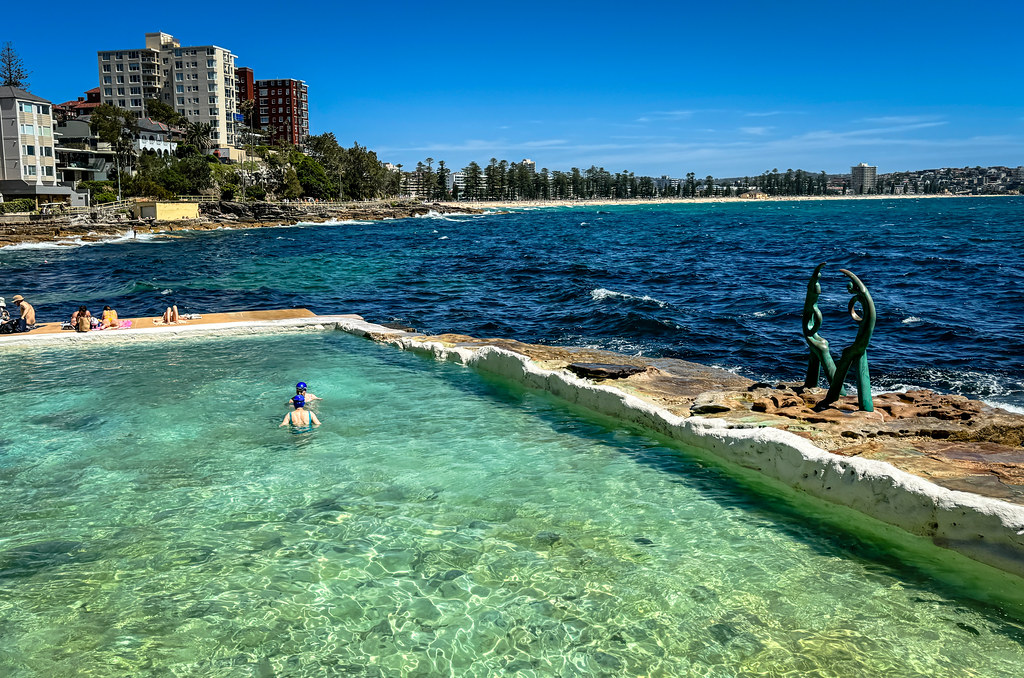Manly Beach with pool along the South Pacific Ocean - Manly NSW Australia