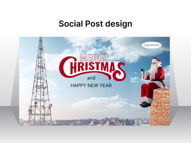 Christmas and happy new year social post design