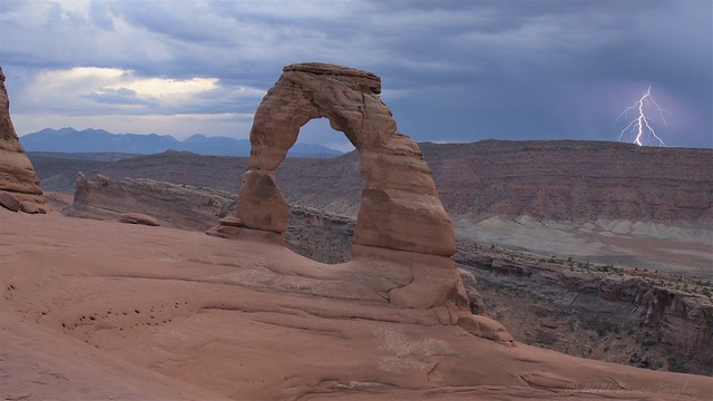 Delicate Arch during a lightning storm