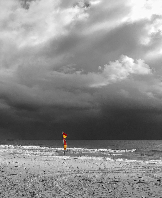 Flag with Storm Clouds B&W IG