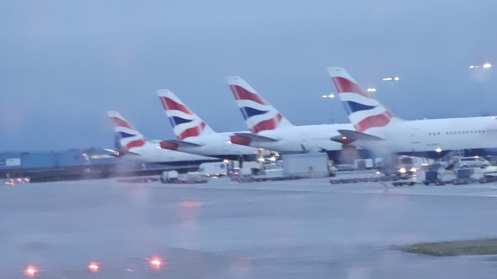 A murky view of BA tails at Heathrow T5