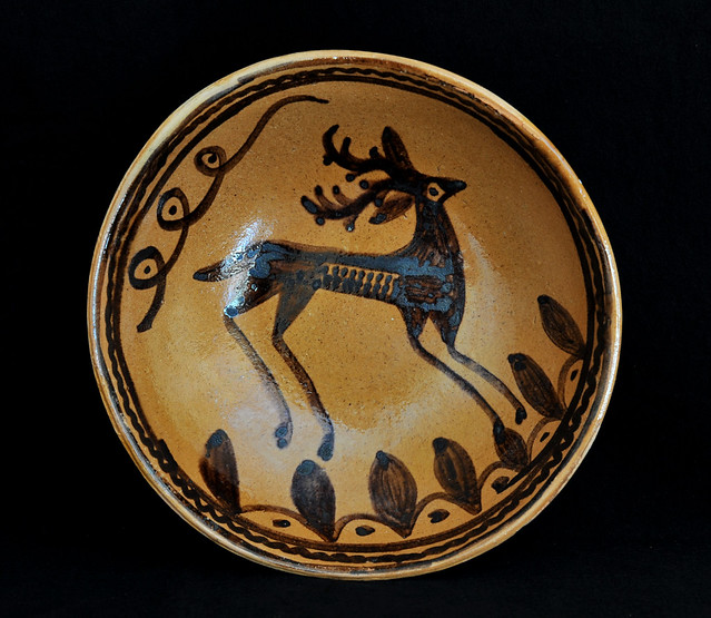Mexico Pottery Bowl Venado Deer Esteban Valdez Guanajuato