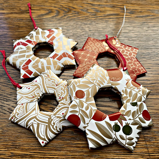 Folded Paper Wreath Ornaments