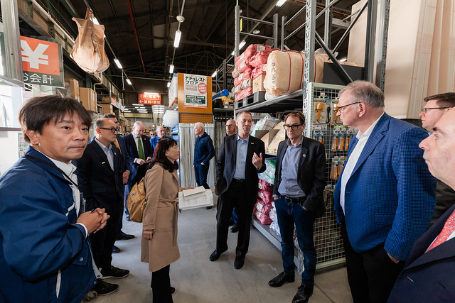 Bruce Ralston, Minister of Forests, and senior government delegates tour Wing Shiroi 2x4 Panel Plant and meet with Wing representatives in Shiroi City, Japan on December 14, 2023