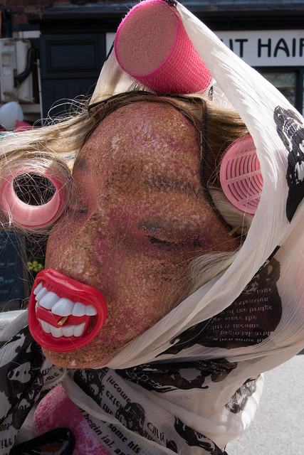Miss Piggy with rollers. Burscough bridge scarecrow festival