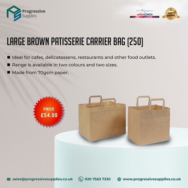 Large Brown Patisserie Carrier Bag (250)