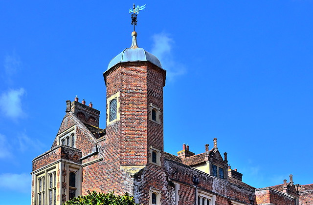 Turret with domed roof and weather vane, kentwell Hall, Lond Melford, Suffolk.