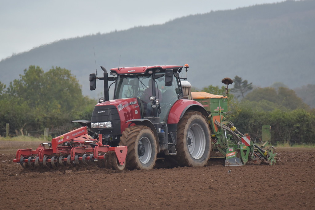 Case IH Puma 150 Tractor with a HE-VA Front Roller 300 Front Press, an Amazone Power Harrow & an Amazone AD-P 303 Special Seed Drill