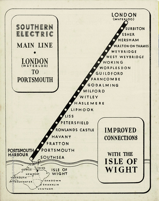 Portsmouth Electric Time Table, Fares, etc. : 4 July to September 26 1937 : booklet issued by the Southern Railway : London : 1937 : back cover map