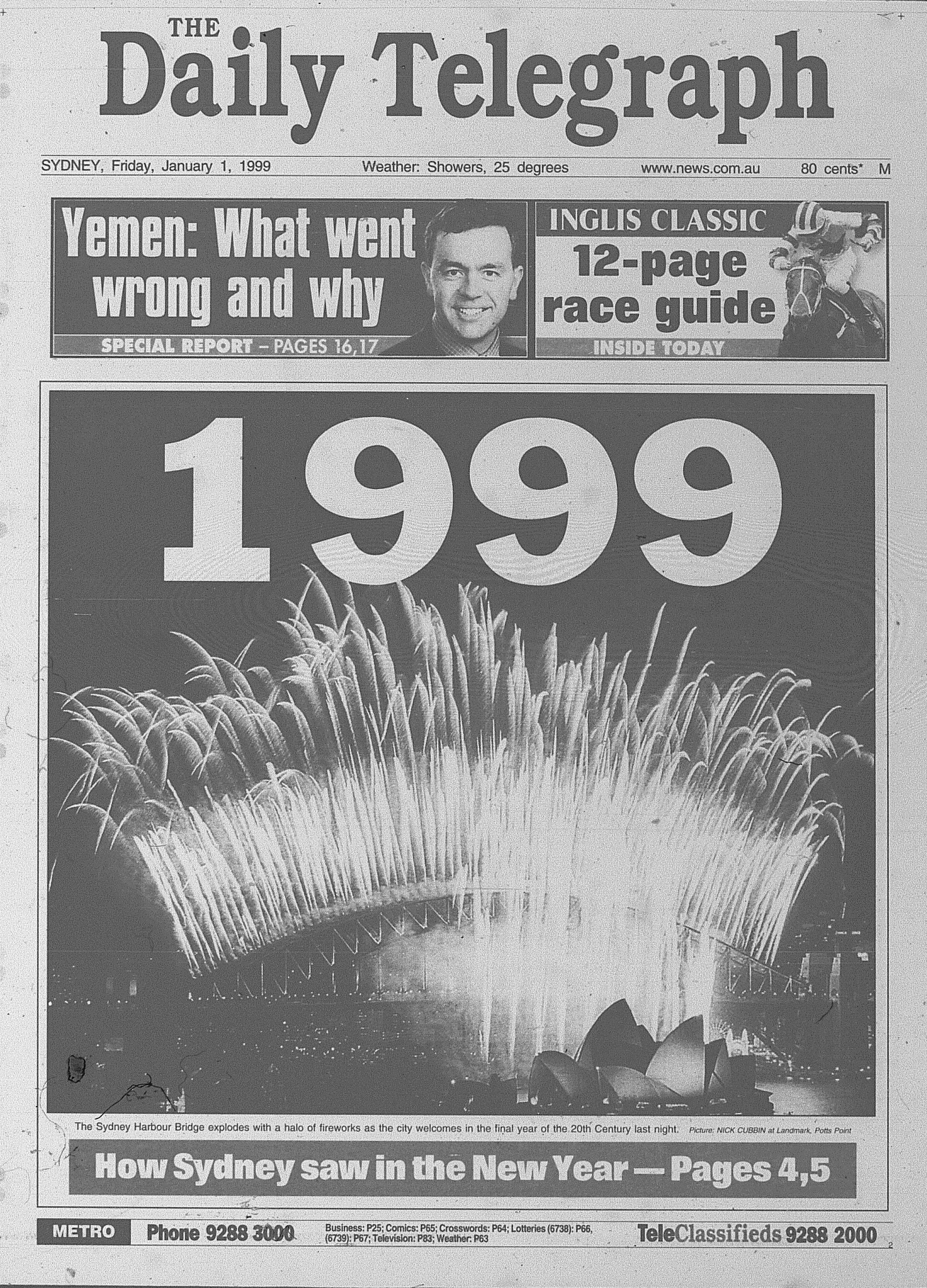 Sydney NYE January 1 1999 daily telegraph 1