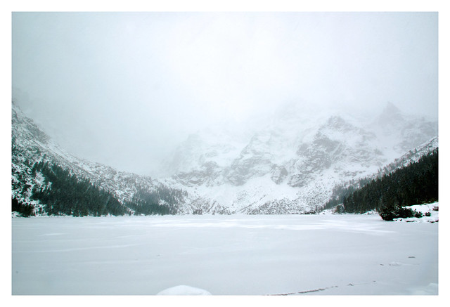 Morskie Oko lake covered in snow and ice