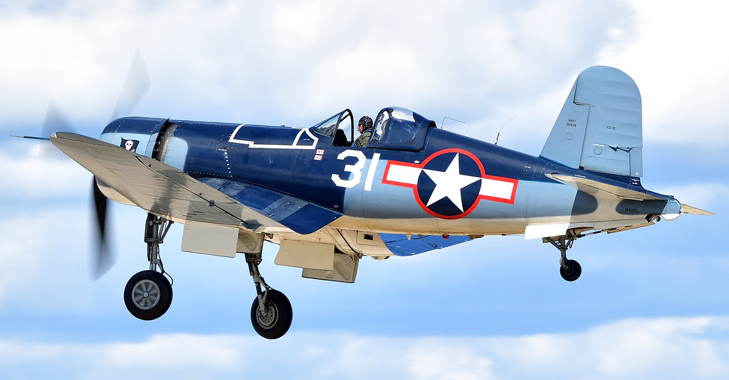 1945 Goodyear Vought FG-1D Corsair N46RL C/N 92508 United States Navy with BuNo 92508 Marked up as Jolly Rogers Fighting Squadron 17 VF-17