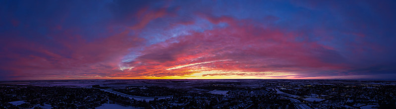 Well Hello There, Sunrise from 120M above Thornbriar Green, Strathmore, Alberta, 2023-12-22