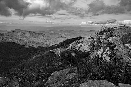 View from Craggy Pinnacle on the Blue Ridge Parkway by Jim Cowie, IMG_8301bblackandwhite efs1585 monochrome photoshopelements sky landscape mountains canon90d bluerid