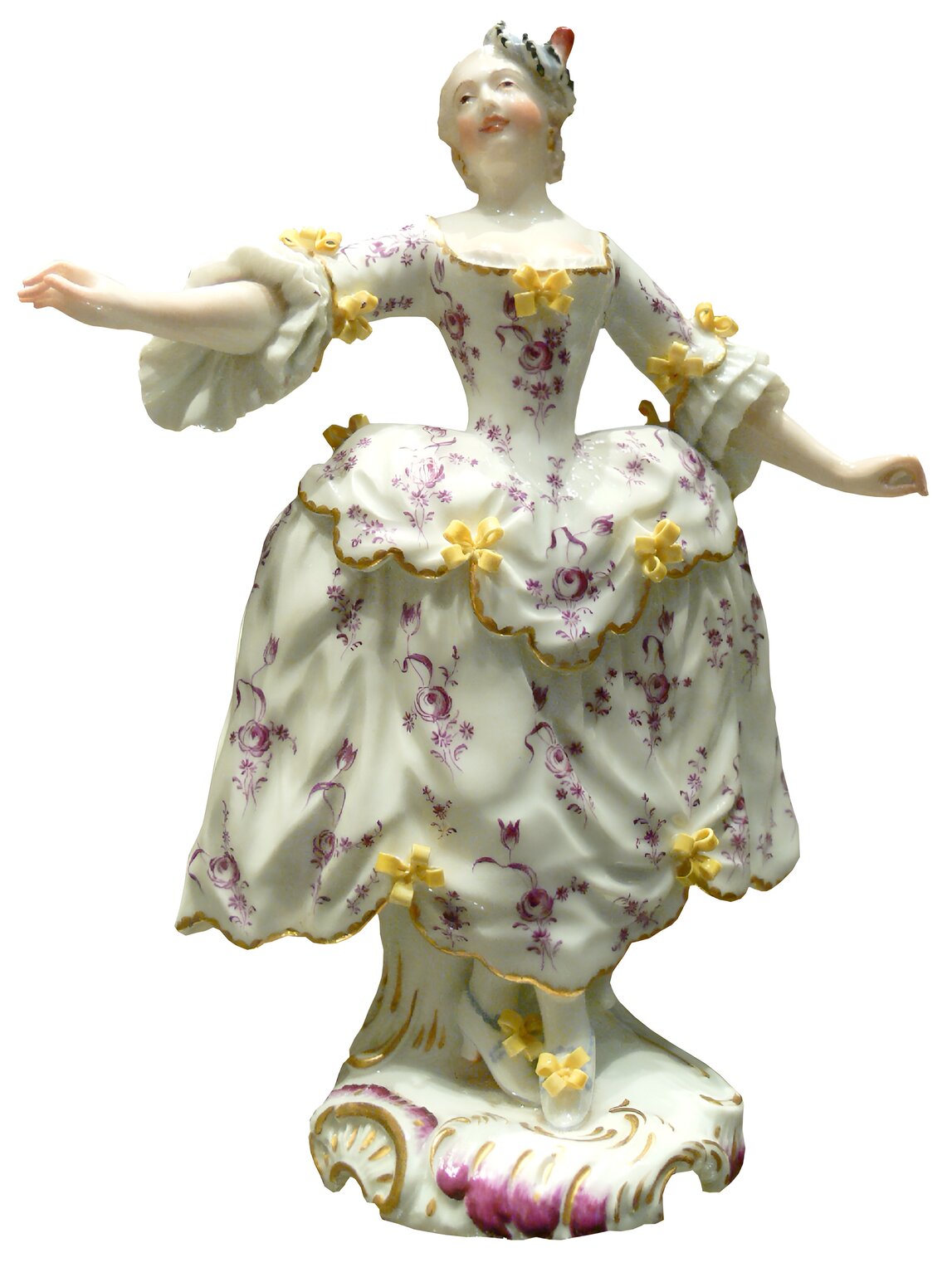 Porcelain figurine dancer wearing a pannier
