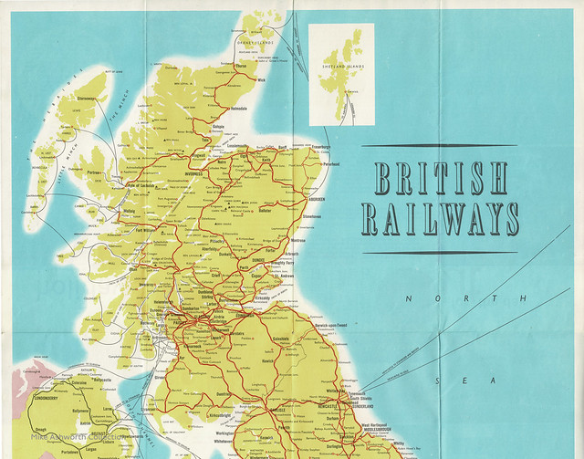 British Railways : travel by train : Passenger Facilities folder - network map : British Railways Board, 1963 : Scotland and Northern England