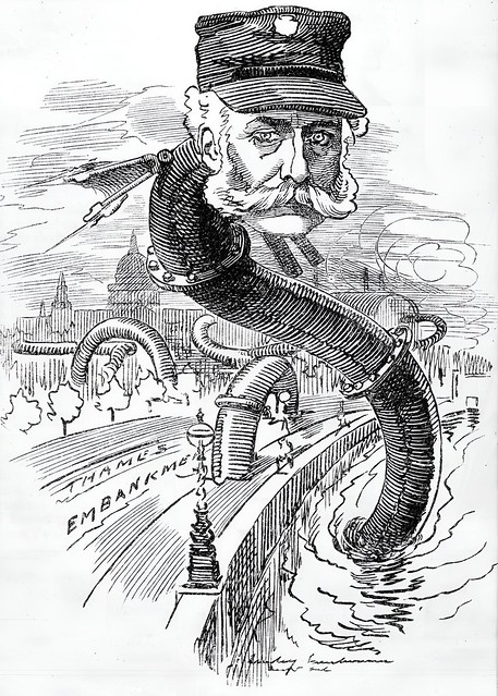 Bazalgette as the 'Sewer Snake', Punch, 1883