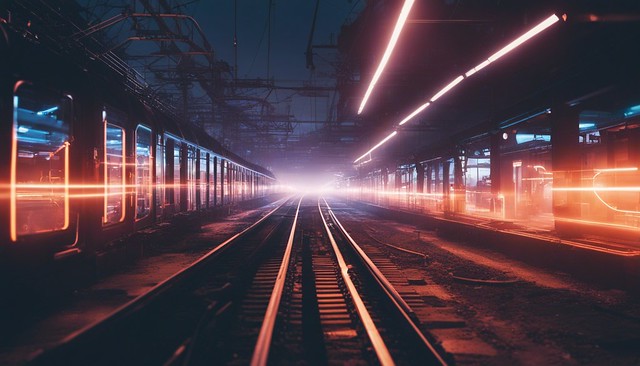 Junctions of Illumination: Railway Point Switch in Neon Brilliance
