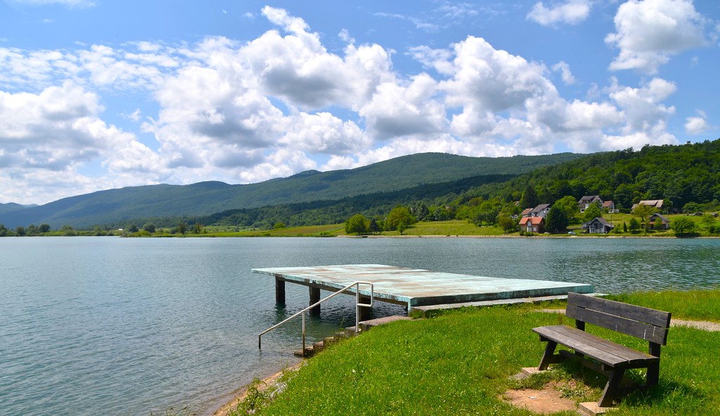 Bench with the view on Sabljaci lake...