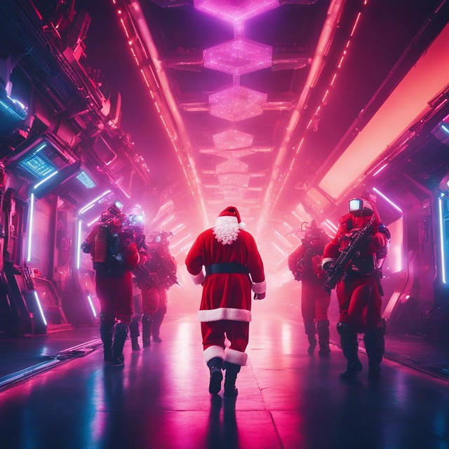 Cosmic Giftbearer: Futuristic Santa's Galactic Delivery