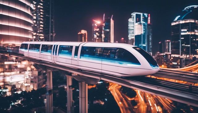 Urban Velocity: Futuristic Monorail Symphony in Kuala Lumpur
