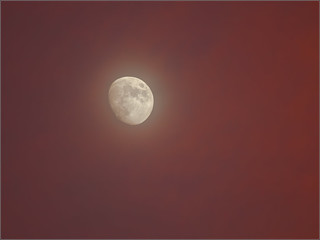 The moon at sunset