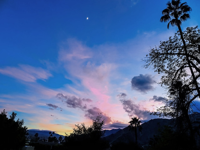 photo - Sunset with Half Moon, Palm Springs