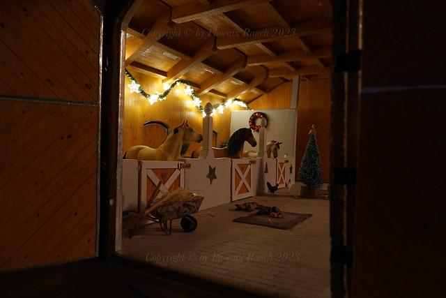 Handmade barn with Breyer Stablemate model horses