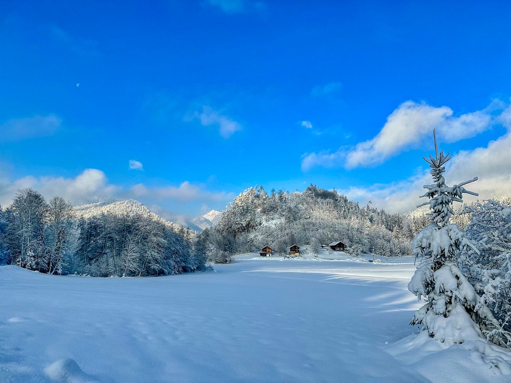 Winter mountain landscape near Hechtsee in Tyrol, Austria